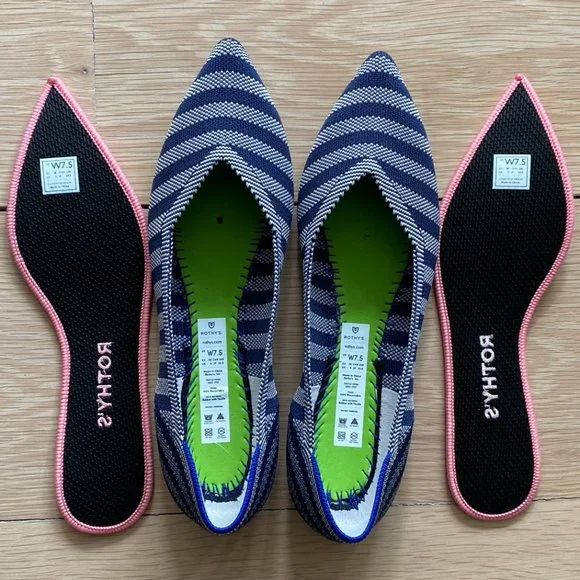 NEW Rothy’s The Point Riviera Stripe Navy and White, Size 7.5 - Picture 5 of 7